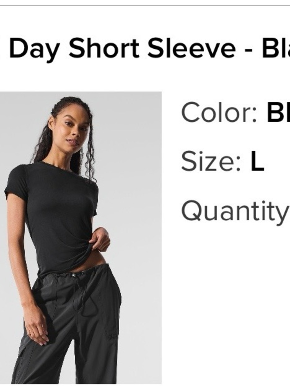 Alo All Day Short Sleeve Tee Large Black